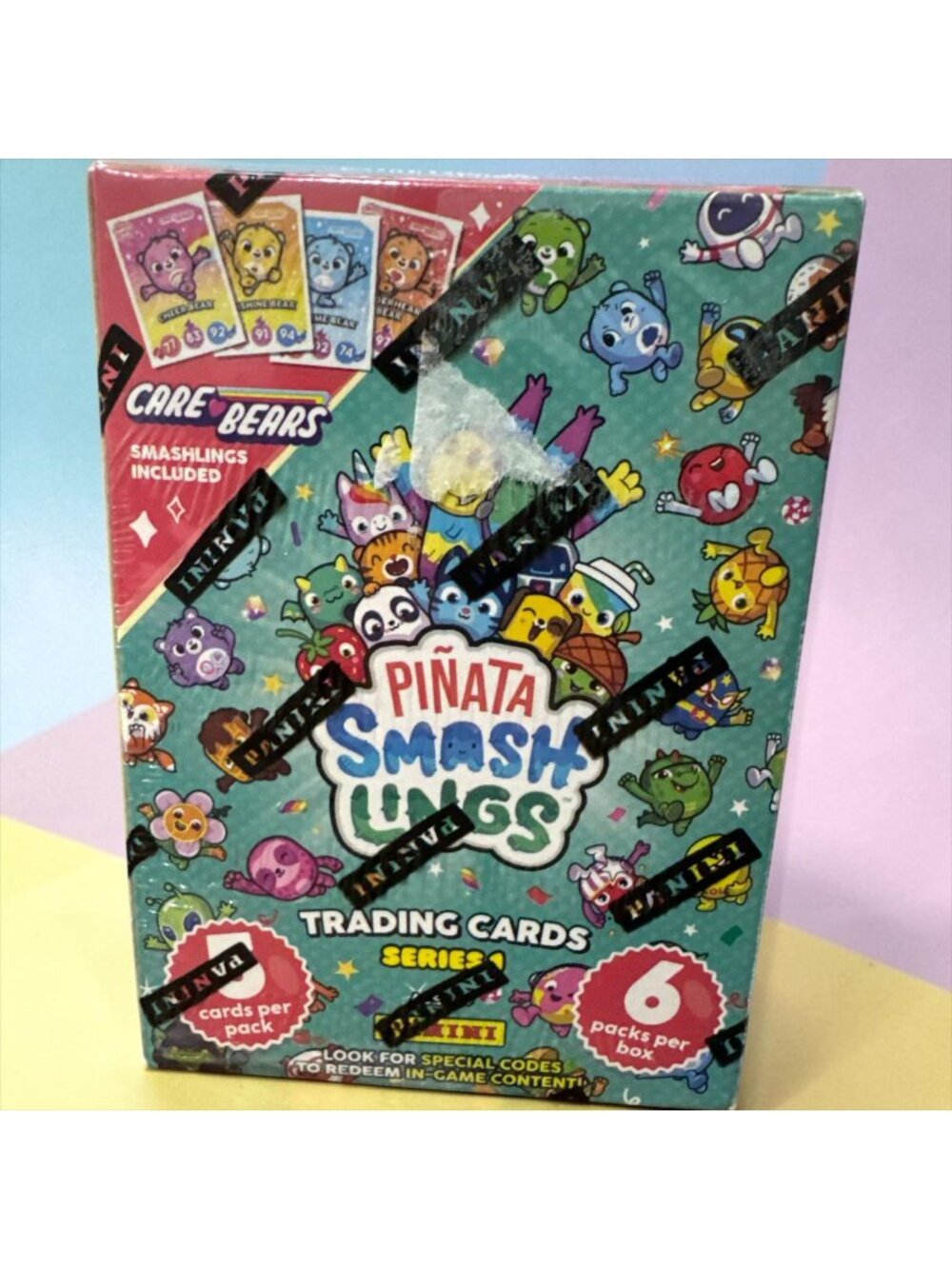 Panini Piñata Smashlings Trading Cards Series 1 Box With 6 Packs & Care Bears Sm